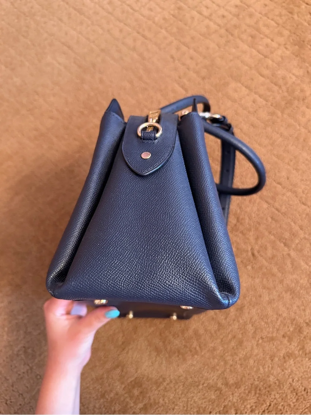 Coach Mini Satchel Crossbody Black Pebbled Leather Gold Hardware